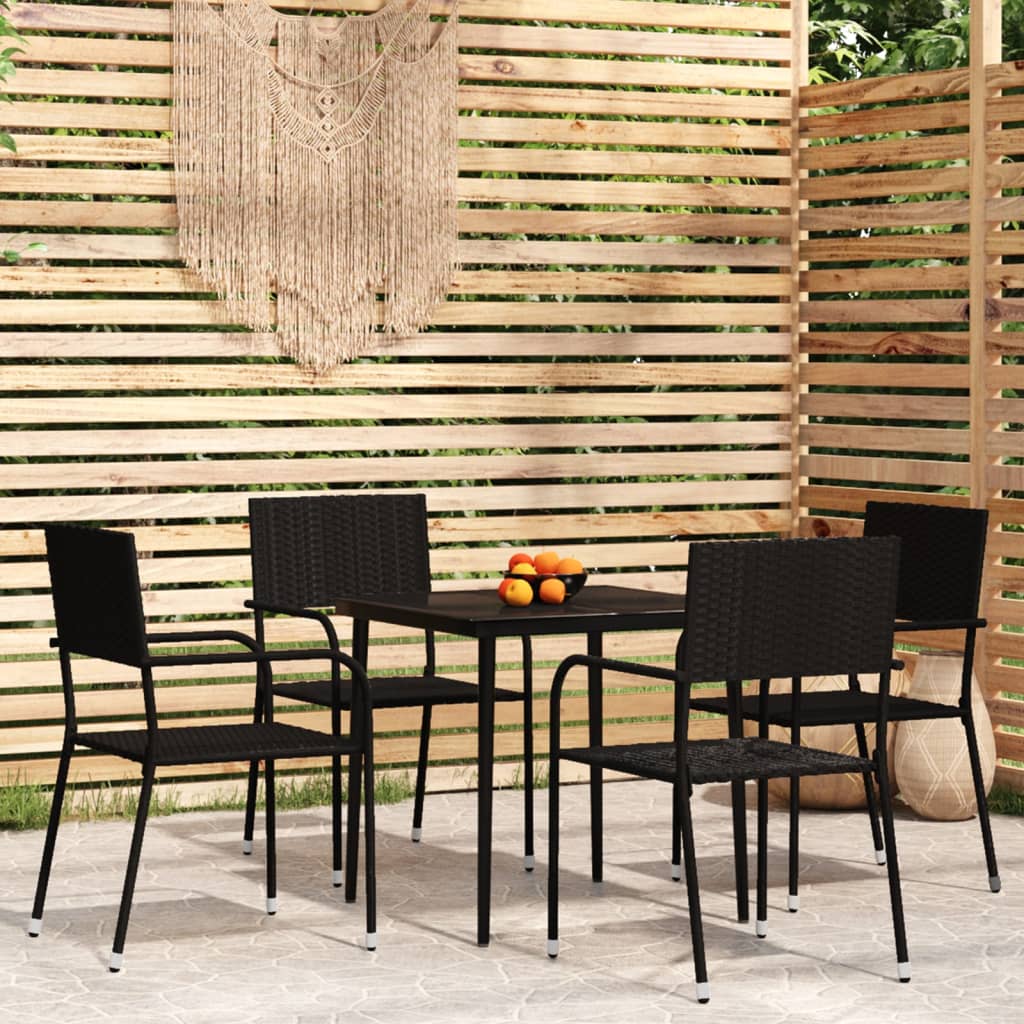 Set Mobili da Pranzo da Giardino 5 pz Nero 3099590