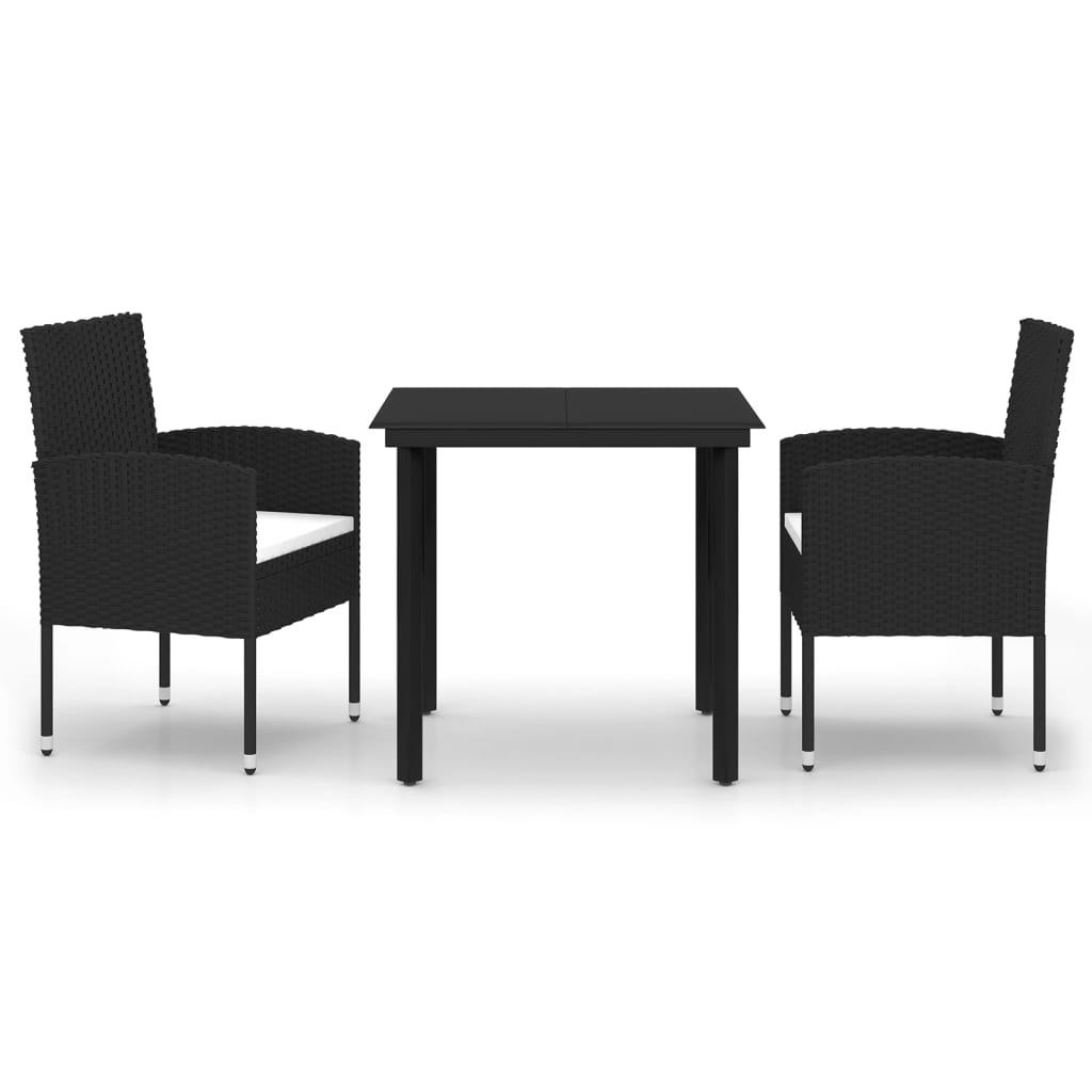 Set Mobili da Pranzo per Giardino 3 pz Nero 3099601