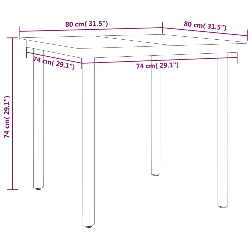 Set Mobili da Pranzo per Giardino 3 pz Nero 3099601