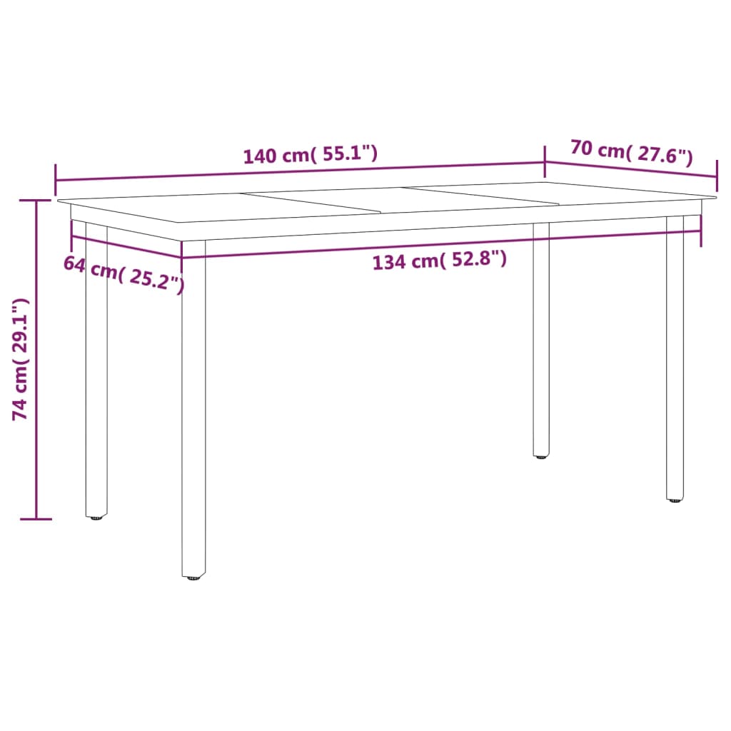 Set Mobili da Pranzo per Giardino 5 pz Nero 3099603