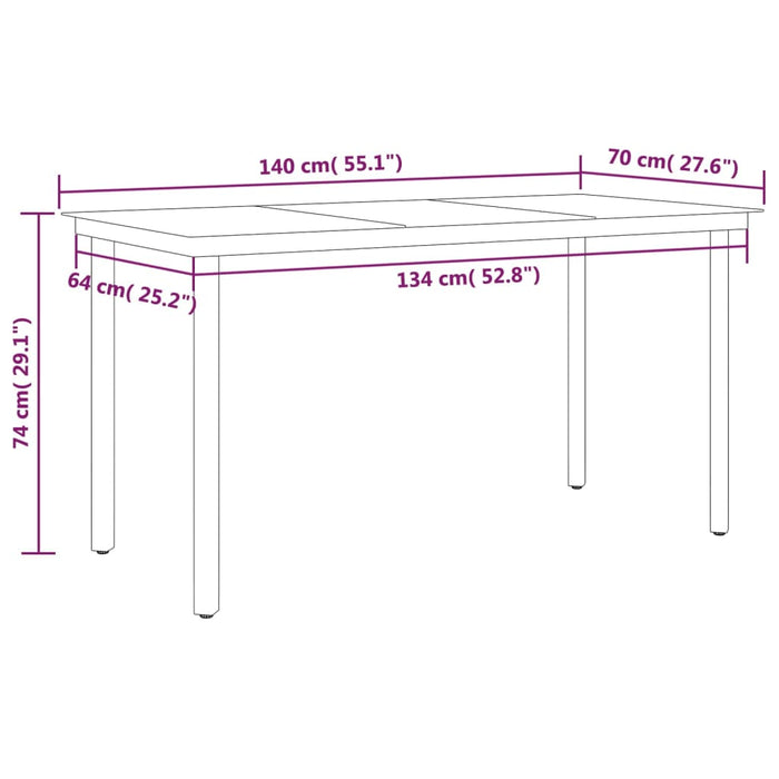 Set Mobili da Pranzo per Giardino 5 pz Nero 3099603