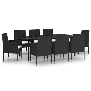 Set Mobili da Pranzo per Giardino 9 pz Nero cod mxl 40935