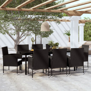 Set Mobili da Pranzo per Giardino 9 pz Nero cod mxl 40935