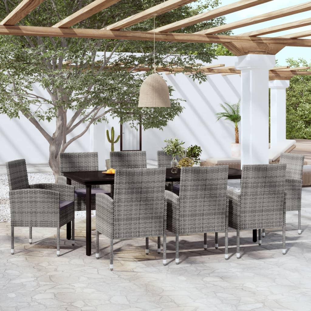 Set Mobili da Pranzo per Giardino 9 pz Antracite