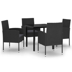 Set Mobili da Pranzo per Giardino 5 pz Nero 3099614