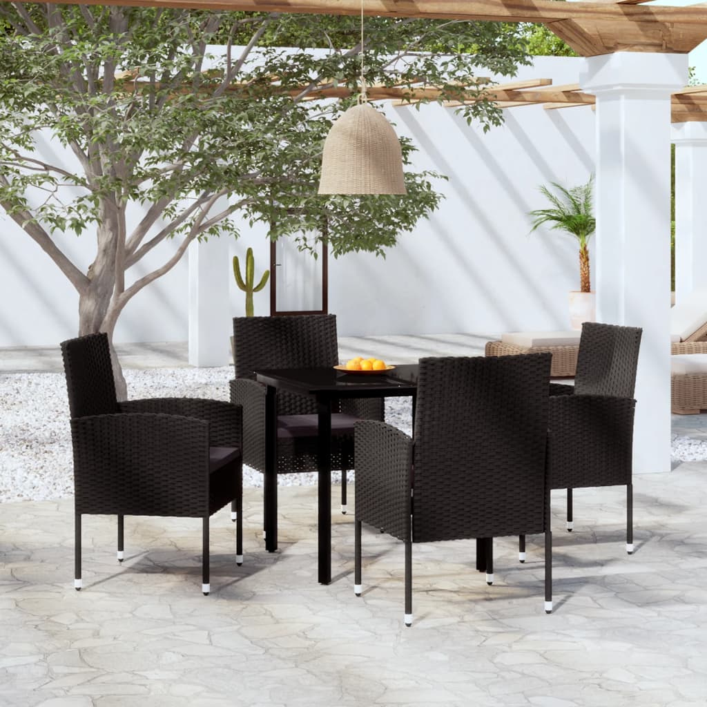 Set Mobili da Pranzo per Giardino 5 pz Nero 3099614