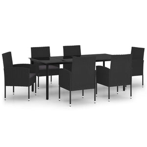 Set Mobili da Pranzo per Giardino 7 pz Nero cod mxl 39569