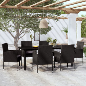 Set Mobili da Pranzo per Giardino 7 pz Nero cod mxl 39569