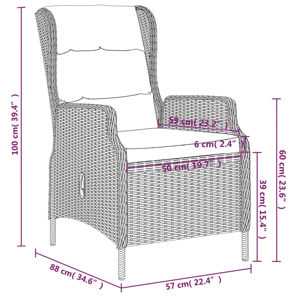 Set Mobili da Pranzo per Giardino 3 pz Grigio Scuro cod mxl 39828