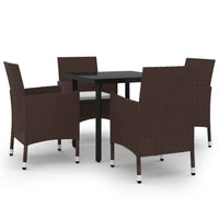 Set da Pranzo da Giardino 5 pz con Cuscini Polyrattan e Vetro cod mxl 38783