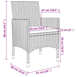 Set da Pranzo da Giardino e Cuscini 9 pz in Polyrattan e Vetro cod mxl 38792