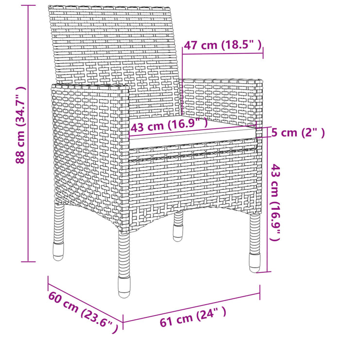 Set da Pranzo da Giardino e Cuscini 9 pz in Polyrattan e Vetro cod mxl 38792