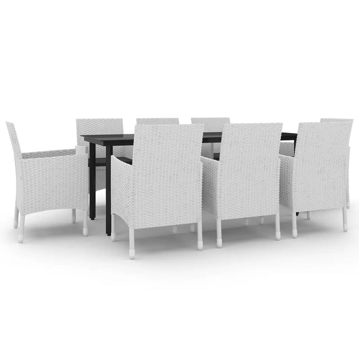 Set da Pranzo da Giardino e Cuscini 9 pz in Polyrattan e Vetro