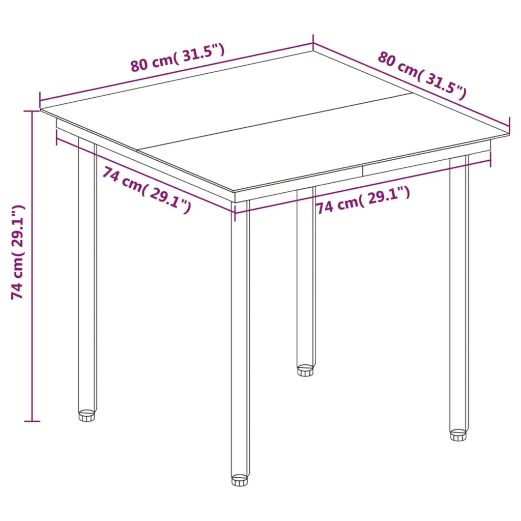 Set da Pranzo da Giardino 5 pz e Cuscini in Polyrattan Nero