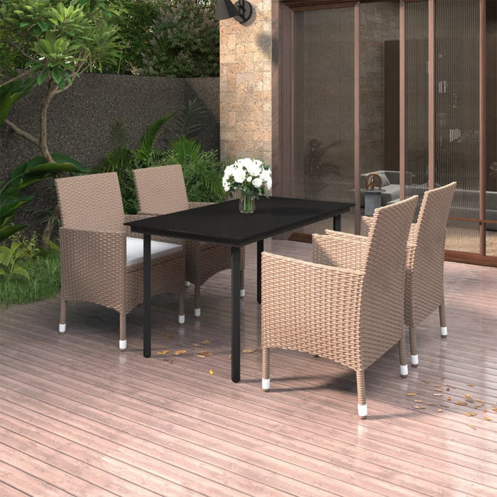 Set da Pranzo da Giardino 5 pz e Cuscini in Polyrattan e Vetro cod mxl 35828