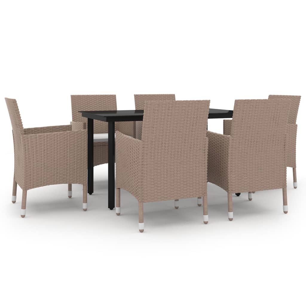 Set da Pranzo da Giardino 7 pz e Cuscini in Polyrattan e Vetro 3099706