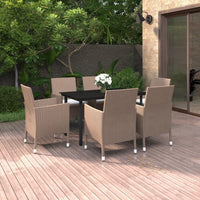 Set da Pranzo da Giardino 7 pz e Cuscini in Polyrattan e Vetro 3099706