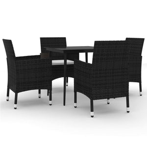 Set da Pranzo per Giardino 5 pz con Cuscini Polyrattan e Vetro cod mxl 40970