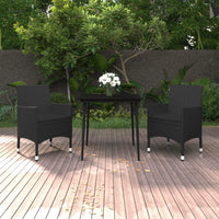 Set da Pranzo da Giardino 3 pz con Cuscini Polyrattan e Vetro 3099733