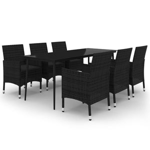 Set da Pranzo per Giardino 7 pz con Cuscini Polyrattan e Vetro 3099737