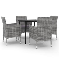 Set da Pranzo per Giardino 5 pz con Cuscini Polyrattan e Vetro 3099740