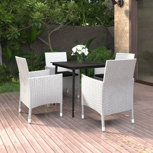 Set da Pranzo per Giardino 5 pz con Cuscini Polyrattan e Vetro 3099746