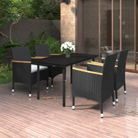 Set da Pranzo per Giardino 5 pz con Cuscini Polyrattan e Vetro cod mxl 48229