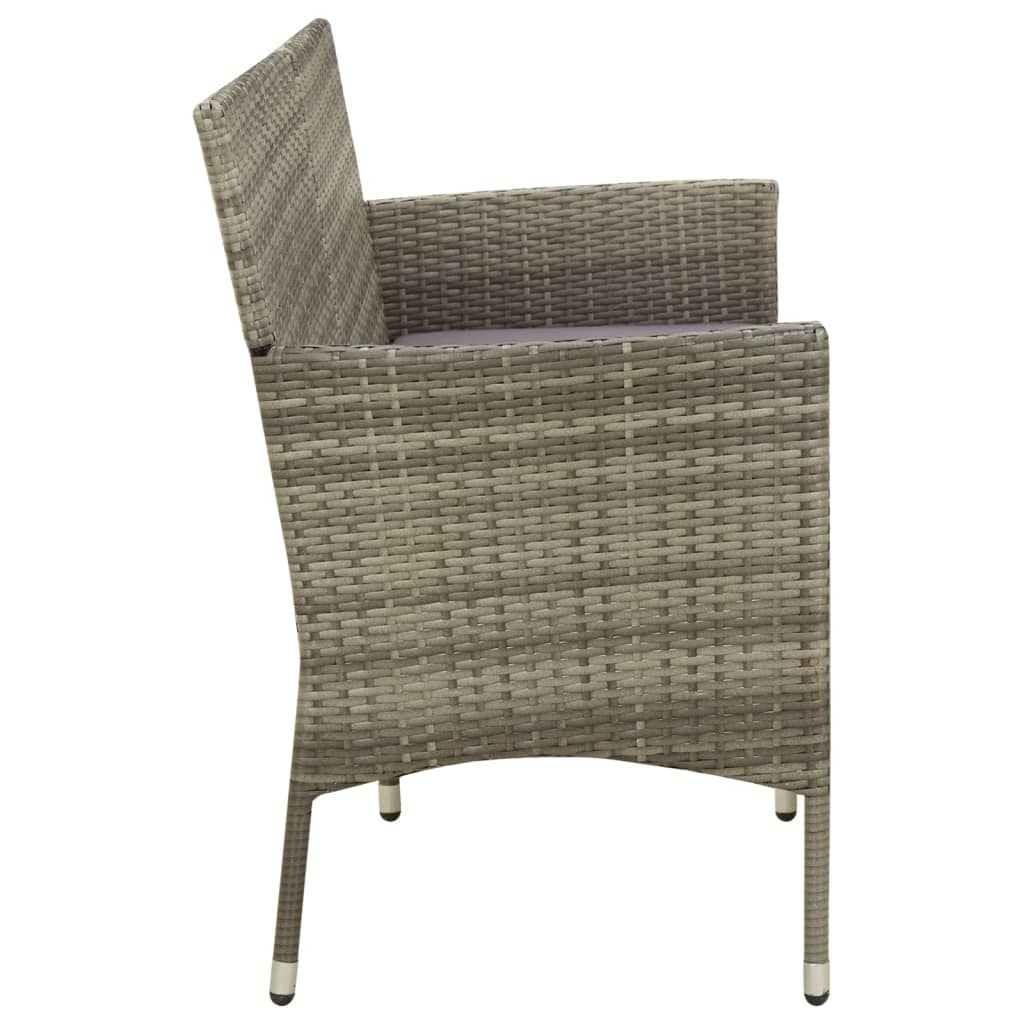 Divano da Giardino a 3 Posti con Cuscino in Polyrattan Grigio 318493