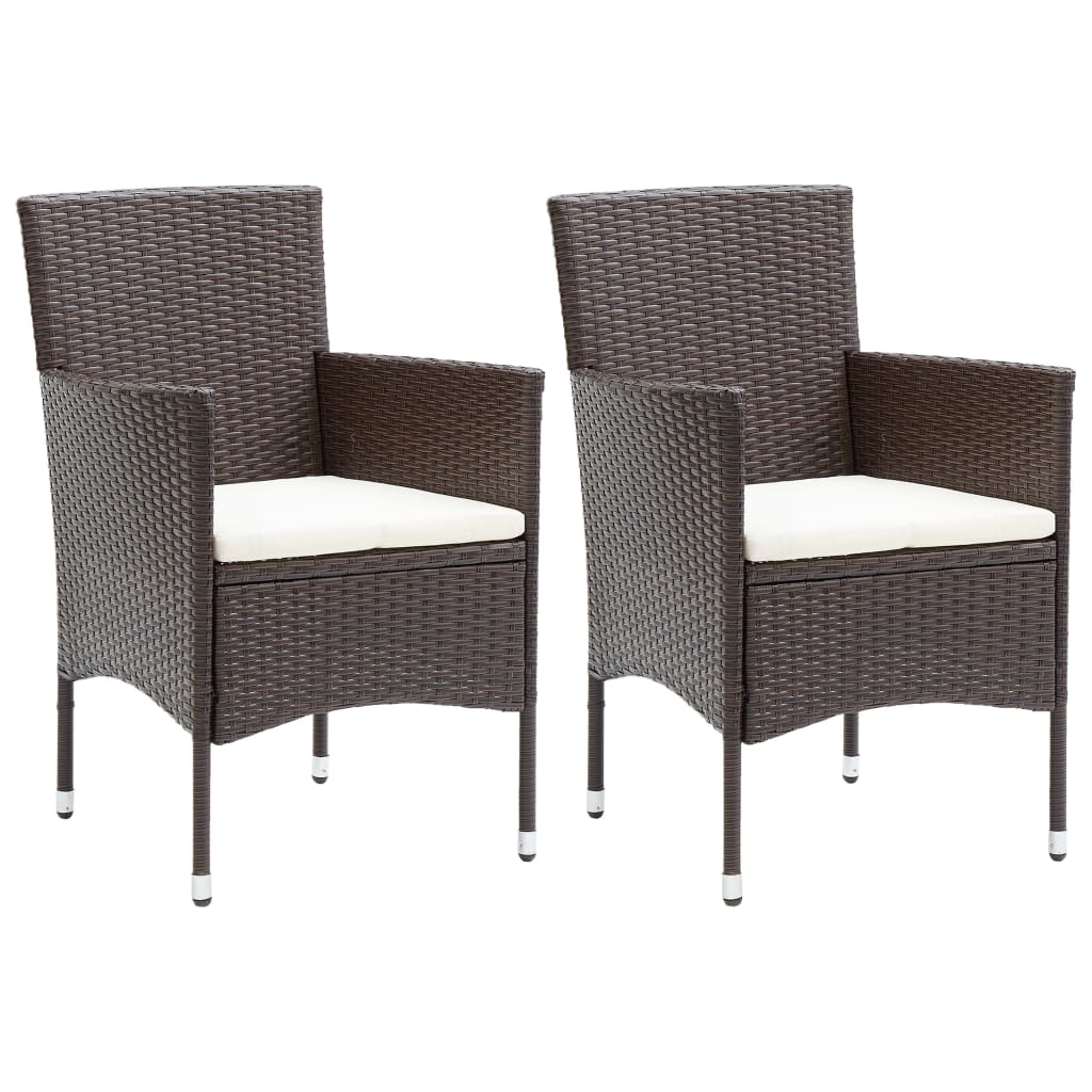 Sedie da Pranzo per Giardino 2 pz in Polyrattan Marrone 318496