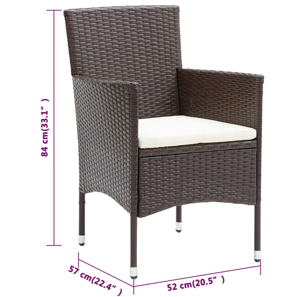 Sedie da Pranzo per Giardino 2 pz in Polyrattan Marrone 318496