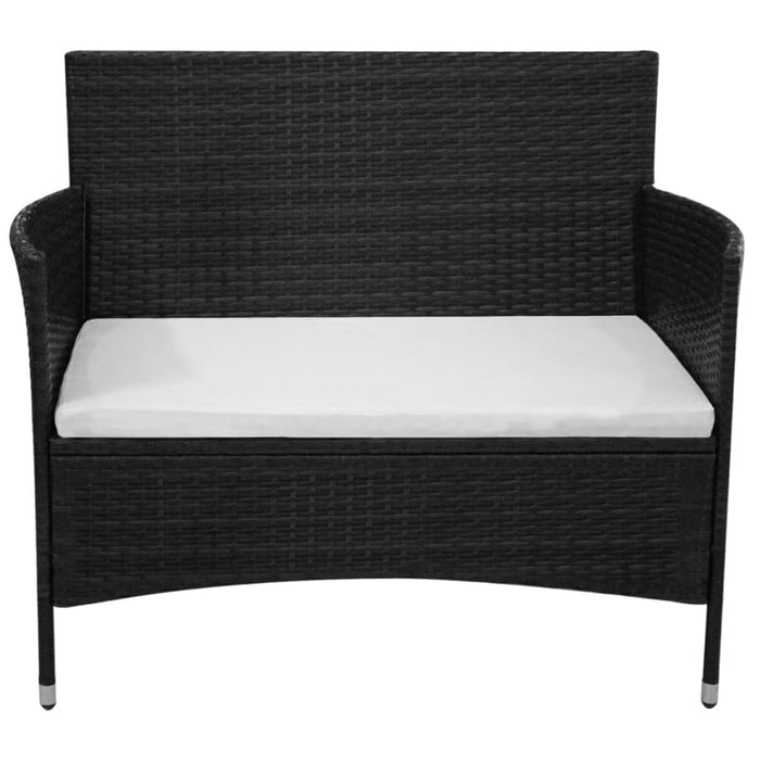 Panchina da Giardino con Cuscino in Polyrattan Nero 318498