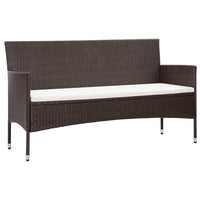 Divano da Giardino a 3 Posti con Cuscini in Polyrattan Marrone 318499