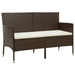 Divano da Giardino a 3 Posti con Cuscini in Polyrattan Marrone 318499