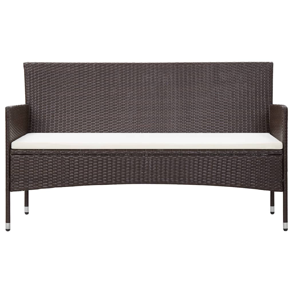 Divano da Giardino a 3 Posti con Cuscini in Polyrattan Marrone 318499