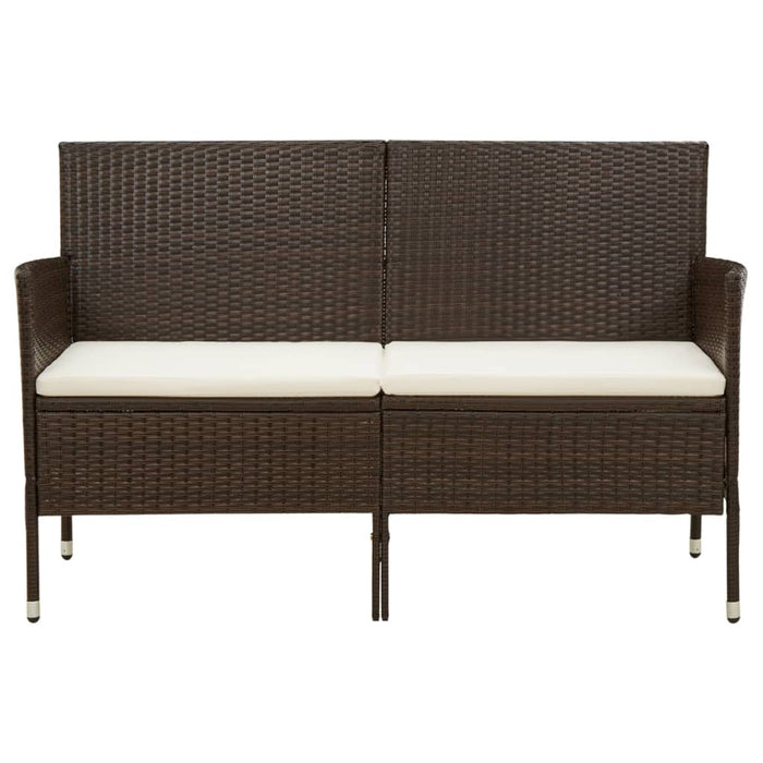 Divano da Giardino a 3 Posti con Cuscini in Polyrattan Marrone 318499