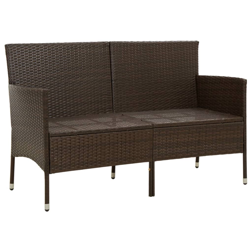 Divano da Giardino a 3 Posti con Cuscini in Polyrattan Marrone 318499