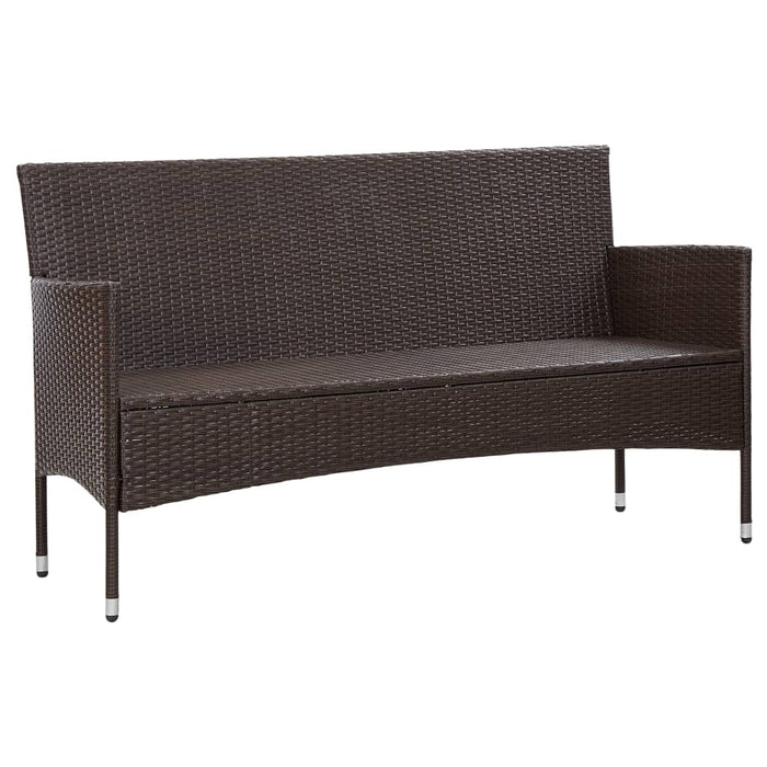 Divano da Giardino a 3 Posti con Cuscini in Polyrattan Marrone 318499