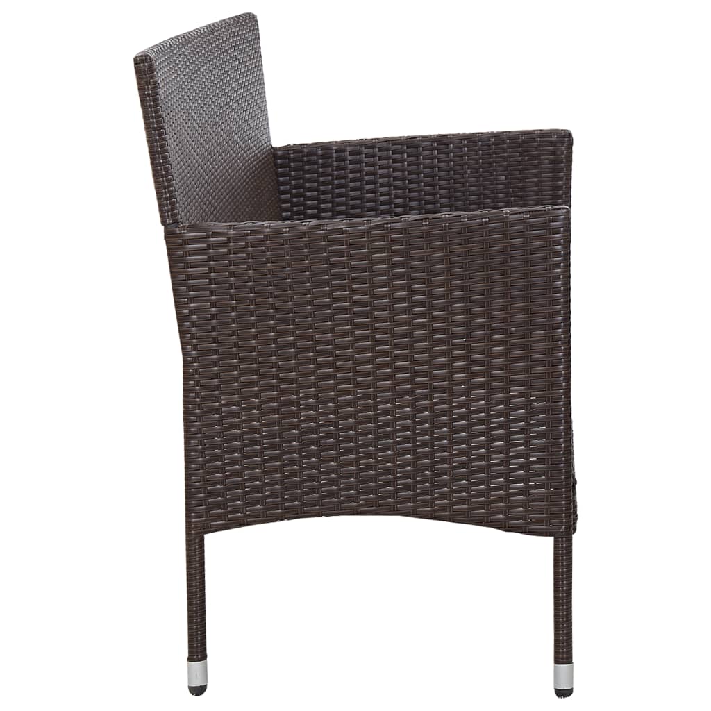 Divano da Giardino a 3 Posti con Cuscini in Polyrattan Marrone 318499