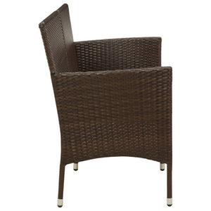 Divano da Giardino a 3 Posti con Cuscini in Polyrattan Marrone 318499