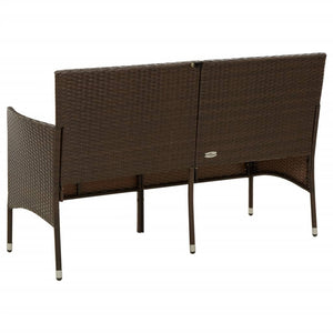 Divano da Giardino a 3 Posti con Cuscini in Polyrattan Marrone 318499