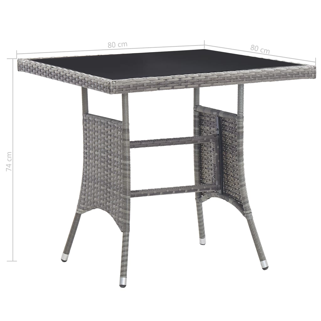 Tavolo da Giardino Grigio 80x80x74 cm in Polyrattan 318715