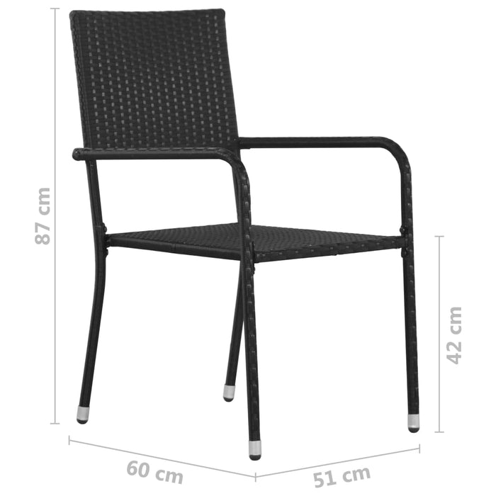 Sedie da Pranzo da Giardino 6pz Impilabili Nere in Polyrattan 318722