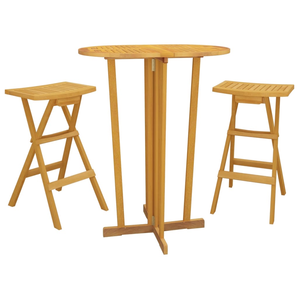 Set da Bar Pieghevole 3 pz in Legno Massello di Teak