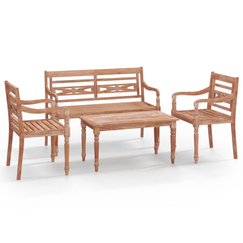 Set Salotto per Giardino 4pz Legno Massello di Teak 3100780