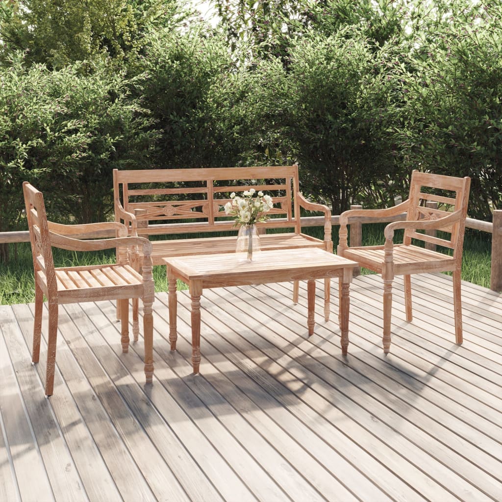 Set Salotto per Giardino 4pz Legno Massello di Teak 3100780