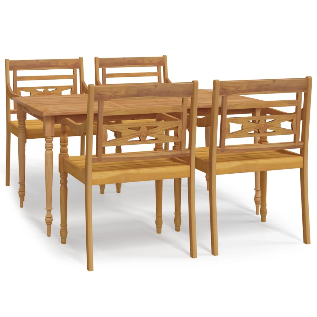 Set da Pranzo per Giardino 5 pz in Legno Massello di Teak 3100787