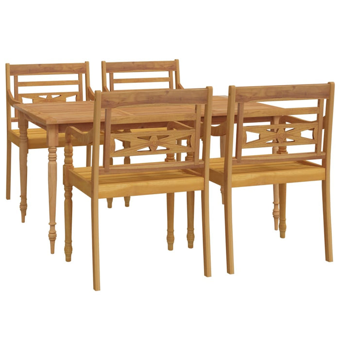 Set da Pranzo per Giardino 5 pz in Legno Massello di Teak 3100787