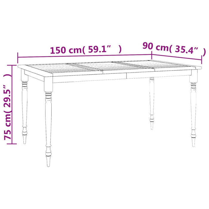 Set da Pranzo per Giardino 5 pz in Legno Massello di Teak 3100787