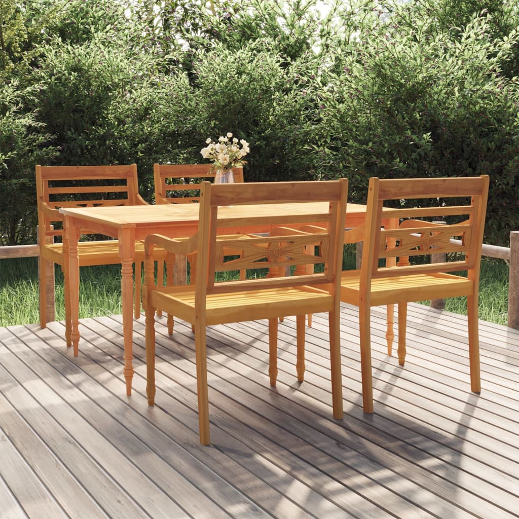 Set da Pranzo per Giardino 5 pz in Legno Massello di Teak 3100787