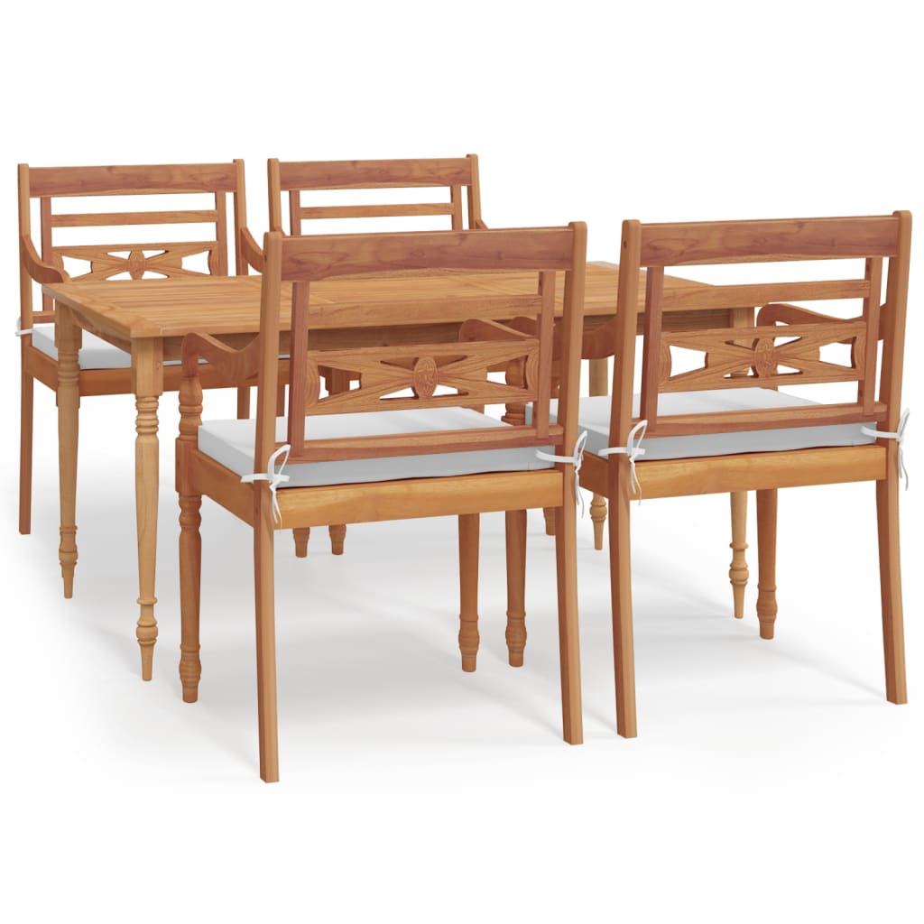 Set da Pranzo Giardino 5 pz con Cuscini Legno Massello di Teakcod mxl 73550